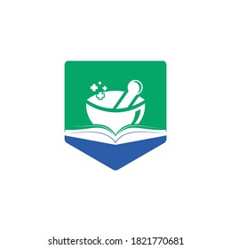 Pharmacy book vector logo design. Medical study logo design concept.
