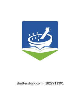 Pharmacy book vector logo design. Medical study logo design concept.	
