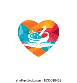 Pharmacy book vector logo design. Medical study logo design concept.	