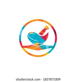 Diseño del logo vectorial del libro de farmacia. Concepto de diseño del logotipo del estudio médico.	