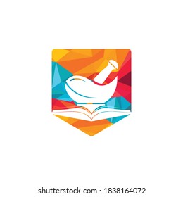 Pharmacy book vector logo design. Medical study logo design concept.	