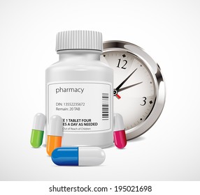 Pharmacy bottle and pill time