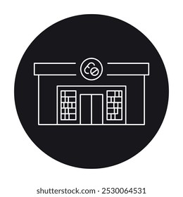Pharmacy building black line icon. Editable stroke.Vector element