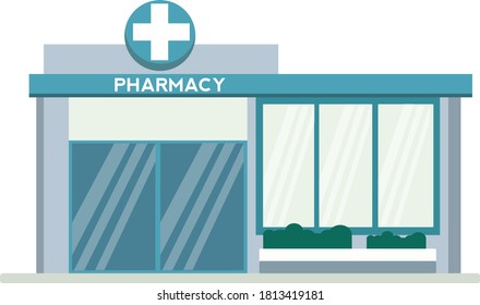 Pharmacy Building Flat Vector Illustration