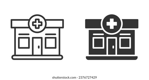 Icono de construcción de farmacias. Ilustración vectorial.