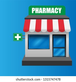pharmacy building.flat design - pharmacy icon