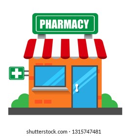 pharmacy building.flat design - pharmacy icon