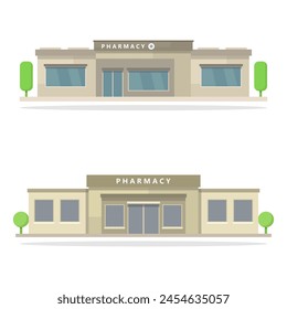 Pharmacy buildings illustrated in vector
