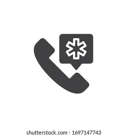 Icono vectorial del centro de llamadas de farmacia. signo plano relleno para concepto móvil y diseño web. Icono de glifo de llamada de emergencia. Símbolo, ilustración del logotipo. Gráficos vectoriales