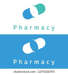 Pharmacy capsule medicine logo,logo for drug store, pharmacy,medical,doctor,plus symbol.