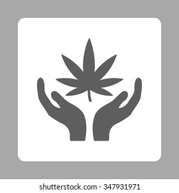 Pharmacy Care vector icon. Style is flat rounded square button, dark gray and white colors, silver background.