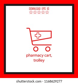 pharmacy cart, trolley vector icon