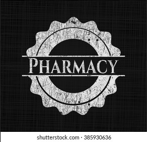 Pharmacy chalk emblem written on a blackboard