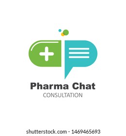 pharmacy chat message consultation logo icon vector illustration design