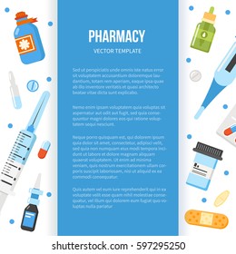 Pharmacy concept banner with text place. Vector medical illustration. 