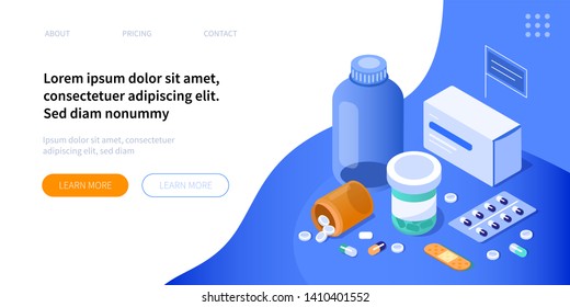 Pharmacy  concept. Can use for web banner, infographics, hero images. Flat isometric vector illustration isolated on white background.