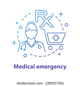 Pharmacy concept icon. Medicine idea thin line illustration. Medical emergency. Vector isolated outline drawing