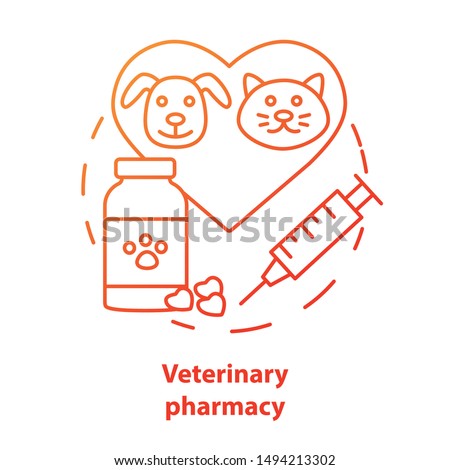 Pharmacy concept icon. Veterinary medication prescription idea thin line illustration. Animal medicine therapy research and treatment. Pet healthcare. Vector isolated outline drawing