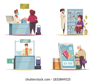 Pharmacy concept icons set with medicine and pills symbols flat isolated vector illustration