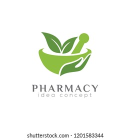 Pharmacy Concept Logo Design Template, Herbal Medicine