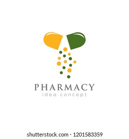 Pharmacy Concept Logo Design Template, Herbal Medicine