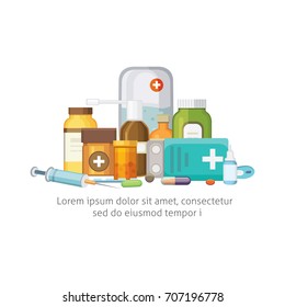 Pharmacy Concept with Pills Capsules.