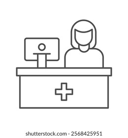 Pharmacy Counter thinline icon , vector, pixel perfect, illustrator file