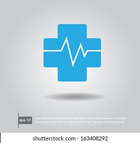 pharmacy cross and Heartbeat electrocardiograph icon vector