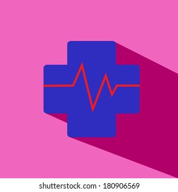 pharmacy cross and Heartbeat electrocardiograph vector icon