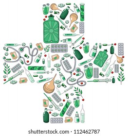 Pharmacy cross from the individual elements