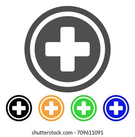 Pharmacy Cross vector pictogram. Style is a flat graphic symbol in grey, black, yellow, blue, green color variants. Designed for web and mobile apps.