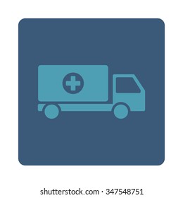 Pharmacy Delivery vector icon. Style is flat rounded square button, cyan and blue colors, white background.