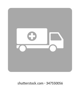 Pharmacy Delivery vector icon. Style is flat rounded square button, white and silver colors, white background.