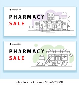 Diseño farmacia Ilustración vectorial de moda, de estilo plano. Concepto moderno para una página de inicio o un banner web.