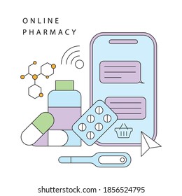 Diseño farmacia Ilustración vectorial de moda, de estilo plano. Concepto moderno para una página de inicio o un banner web.