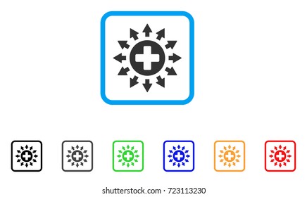 Pharmacy Distribution icon. Flat pictogram symbol in a rounded squared frame. Black, gray, green, blue, red, orange color versions of Pharmacy Distribution vector.