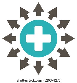 Pharmacy Distribution vector icon. Style is bicolor flat symbol, grey and cyan colors, rounded angles, white background.