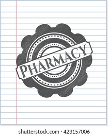 Pharmacy emblem draw with pencil effect