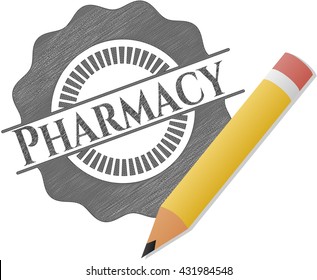 Pharmacy emblem drawn in pencil