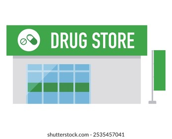 Pharmacy exterior simple vector illustration