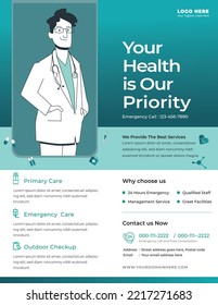 Pharmacy Flyer Template  Set With F Icons. Vector Illustration For Medical Or Healthcare Industry And Layout Template Design. Medication Concept.