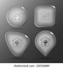 Pharmacy. Glass buttons. Vector illustration.