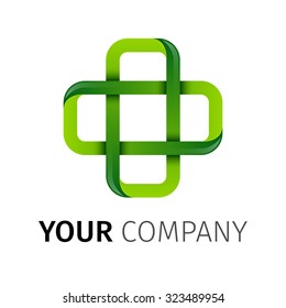 Pharmacy Green cross abstract vector logo design template. Medicine, Healthcare, green eco creative concept icon. Pharmaceutical symbol.