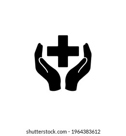 Pharmacy, Health Care, Medical Cross In Hand Simple Icon Vector Illustration
