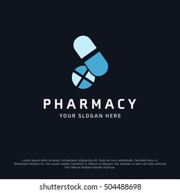 Pharmacy health logo, abstract vector logo design template icon of company identity symbol concept for therapy service, pharmacy, hospital, medical clinic or any natural health care business