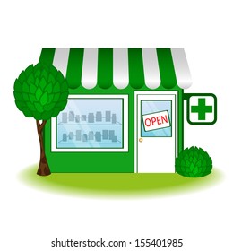 Pharmacy house icon. Vector illustration. 
