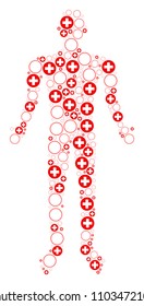 Pharmacy human avatar. Vector pharmacy icons are united into person combination.