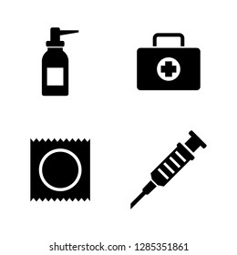 Pharmacy, Hygiene Protection. Simple Related Vector Icons Set for Video, Mobile Apps, Web Sites, Print Projects and Your Design. Pharmacy, Hygiene icon Black Flat Illustration on White Background.