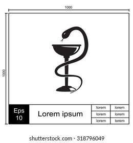 Pharmacy icon with caduceus symbol, bowl with a snake