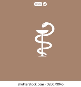 Pharmacy icon with caduceus symbol, bowl with a snake 